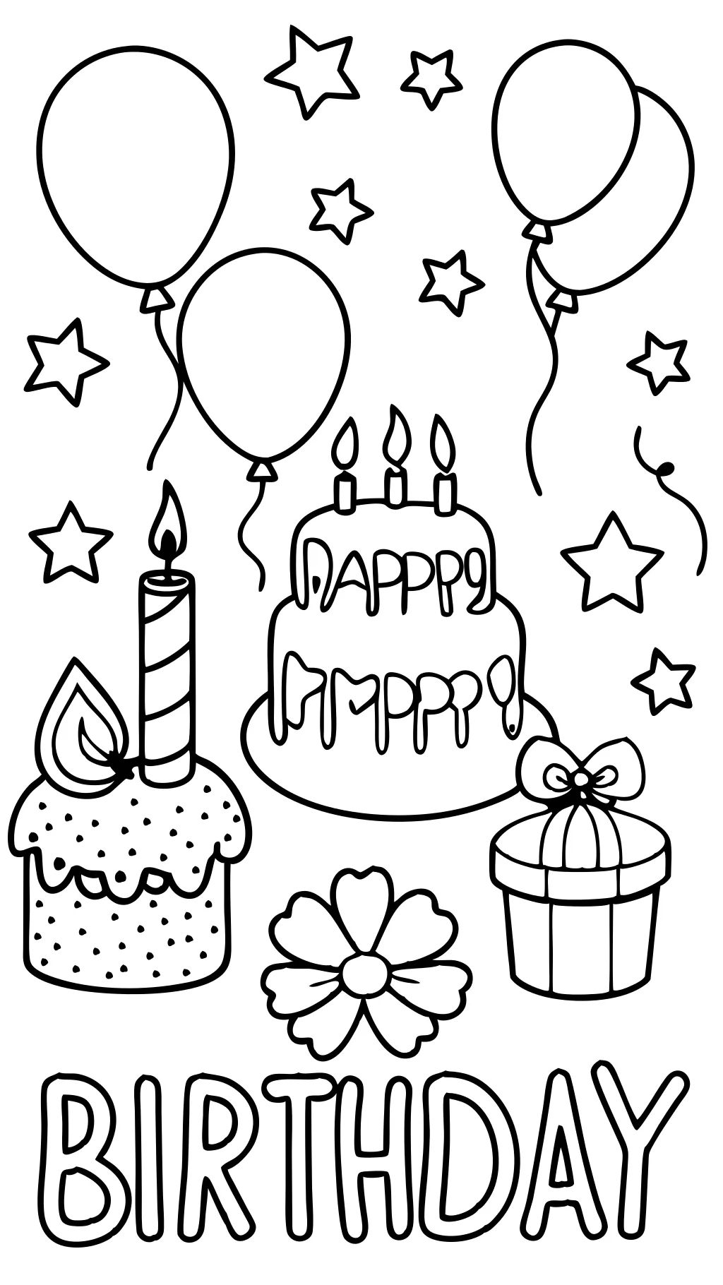 coloriage de carte de joyeux anniversaire